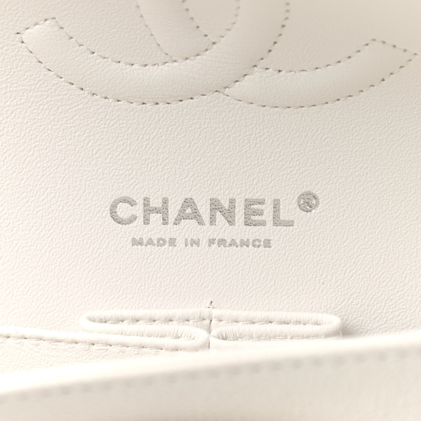 Caviar Quilted Medium Double Flap White