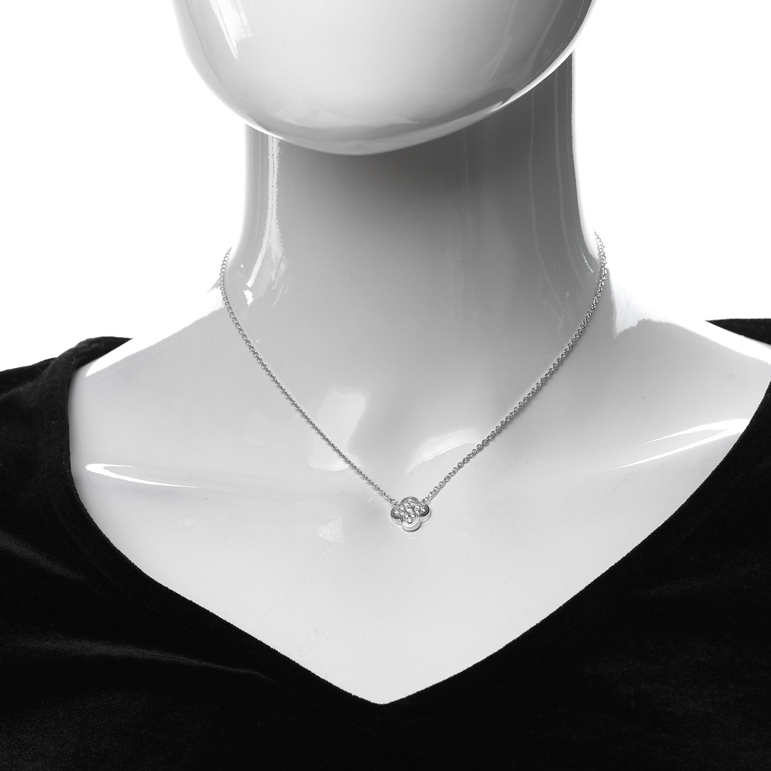 Van Cleef & Arpels 18K White Gold Diamond Pure Alhambra Pendant Necklace 2 of 8