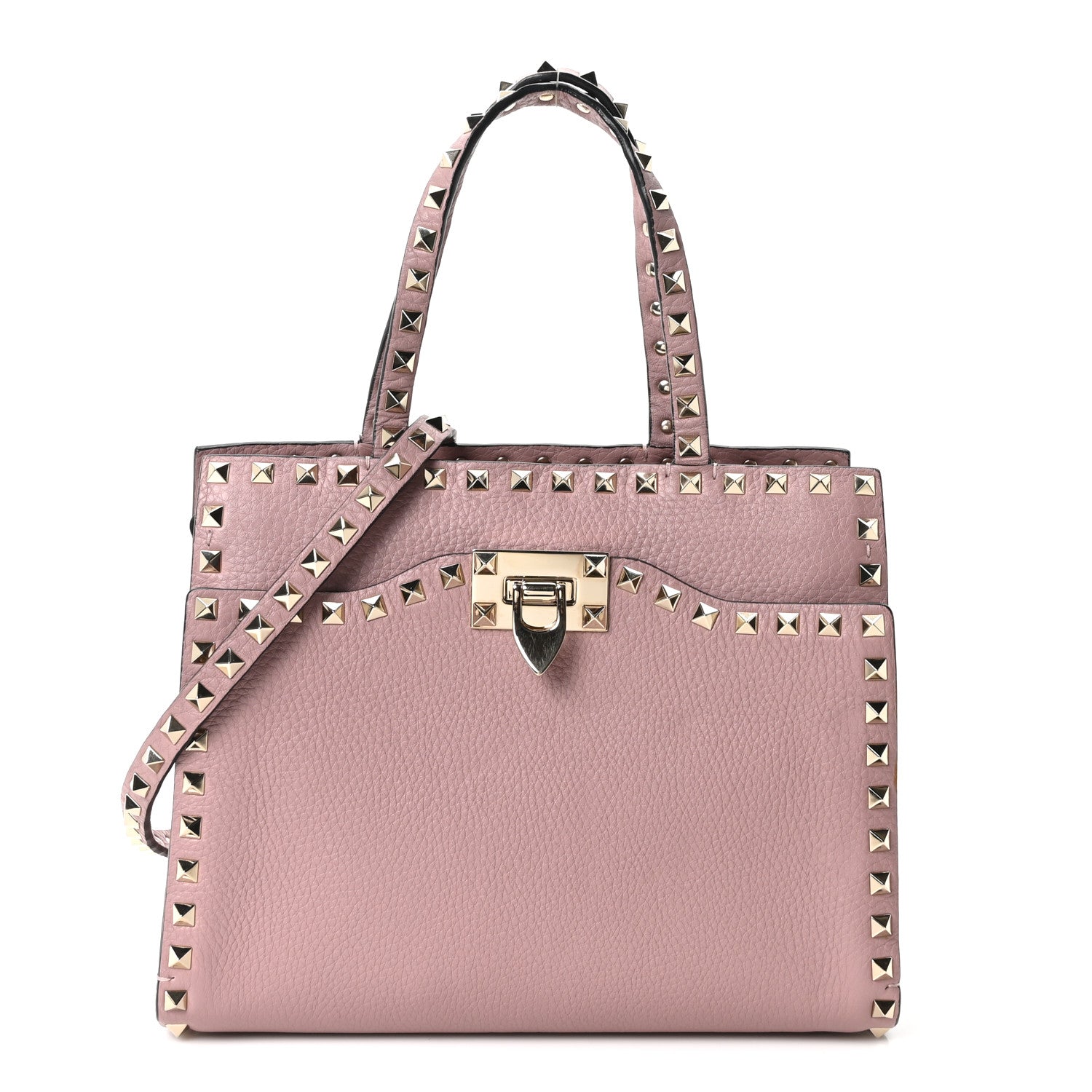 Valentino Garavani Grained Calfskin Rockstud Flip Lock Tote Lipstick 2 of 17