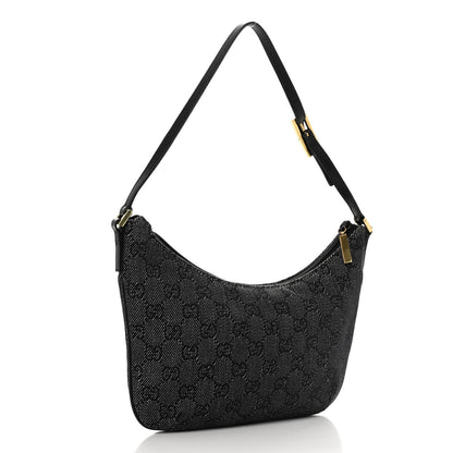 Gucci Denim Monogram Pochette Black 3 of 12