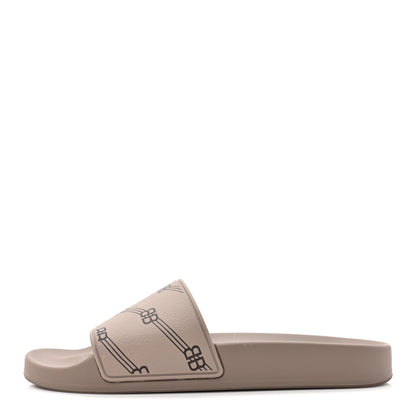 Balenciaga Rubber Allover Logo Pool Slide Sandals 38 Dark Mink 1 of 10