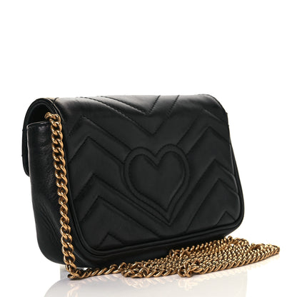Gucci Calfskin Matelasse Super Mini GG Marmont Shoulder Bag Black 3 of 11