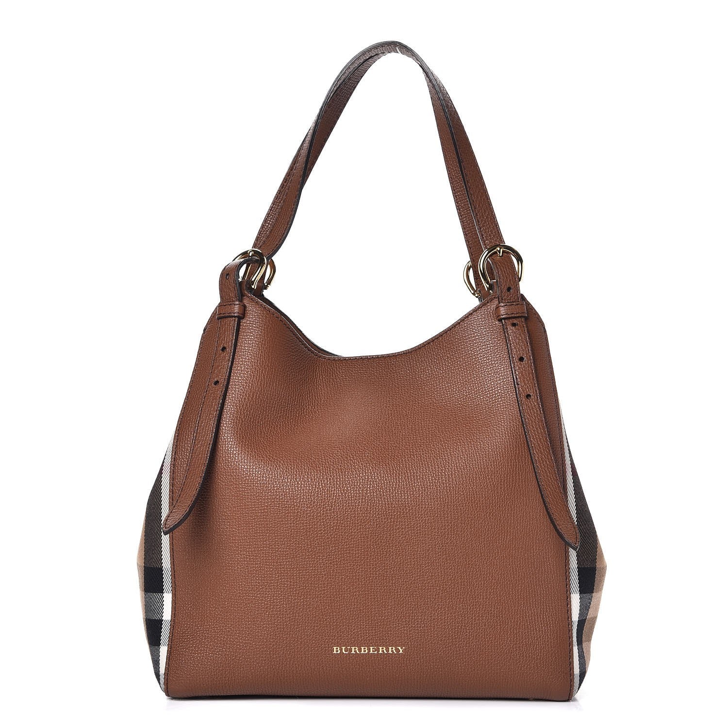 Burberry Grainy Calfskin House Check Small Canterbury Dark Sand 1 of 9