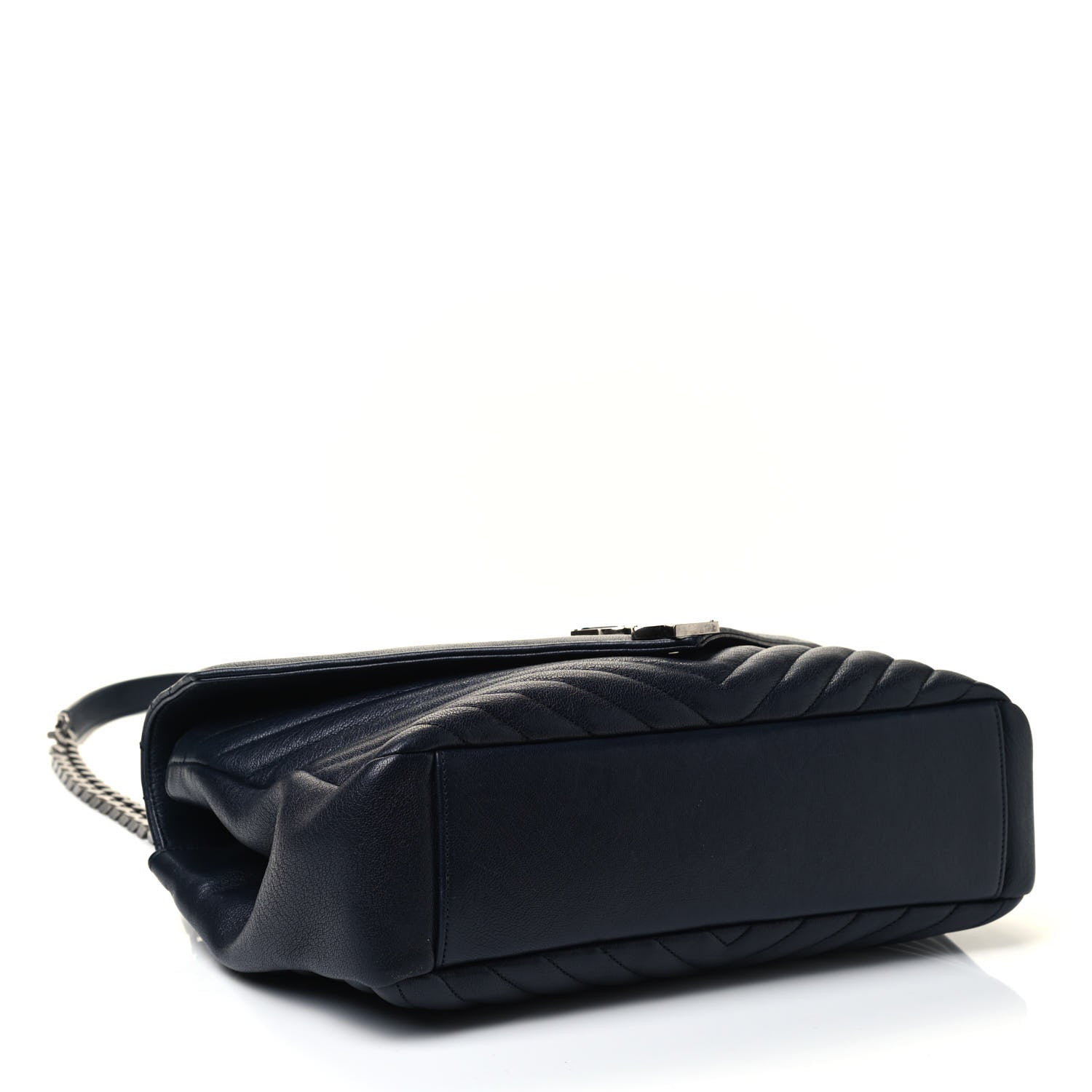 Saint Laurent Sheepskin Matelasse Chevron Monogram Large College Bag Deep Marine 3 of 4
