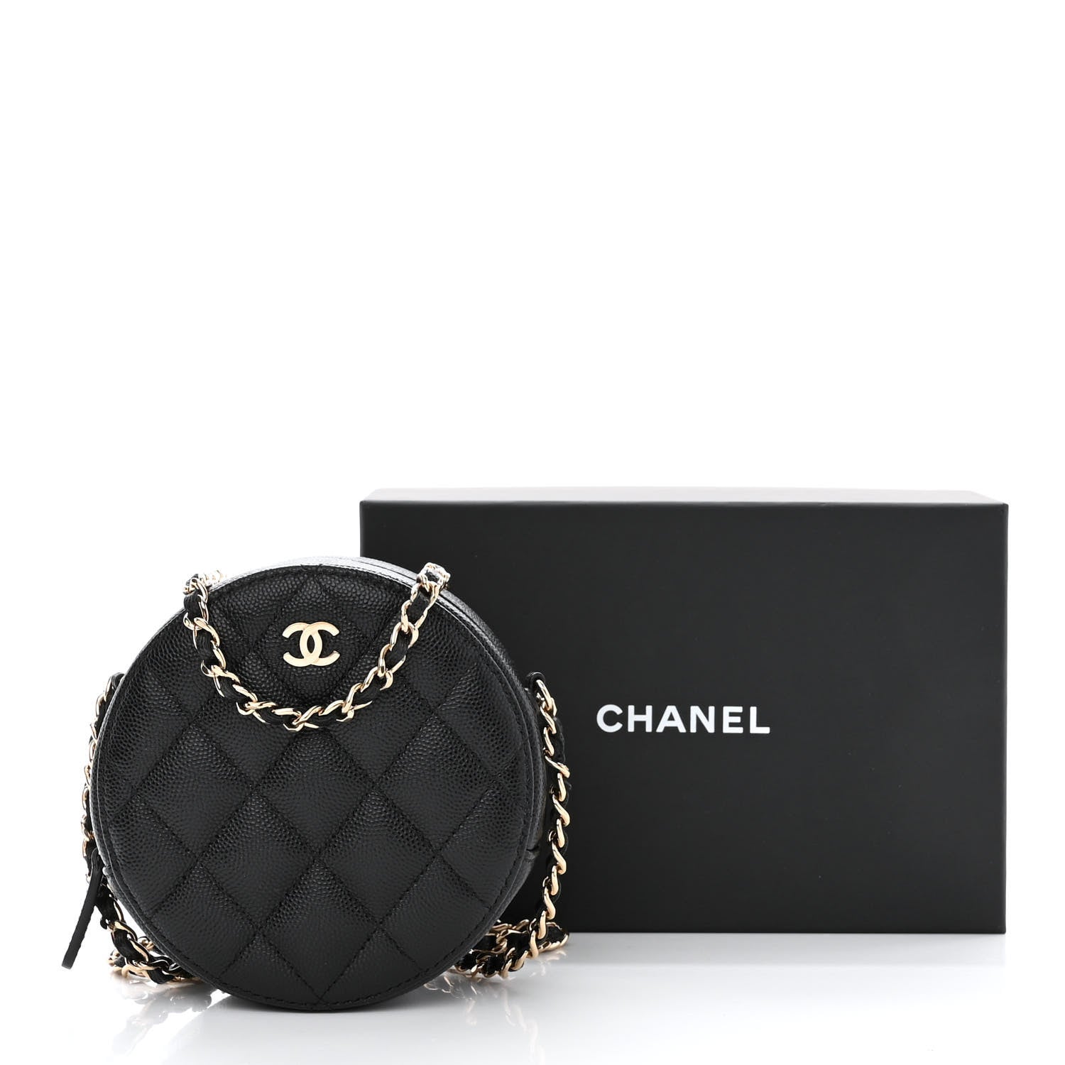 Chanel Caviar Quilted Round Clutch With Chain Black 11 of 11