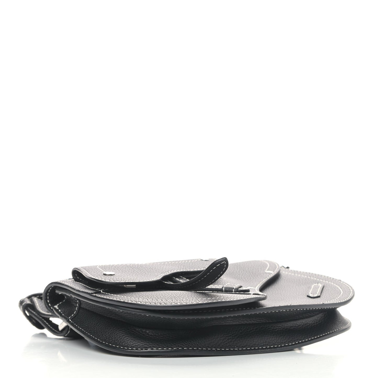 X KAWS Grained Calfskin Saddle Pouch Black