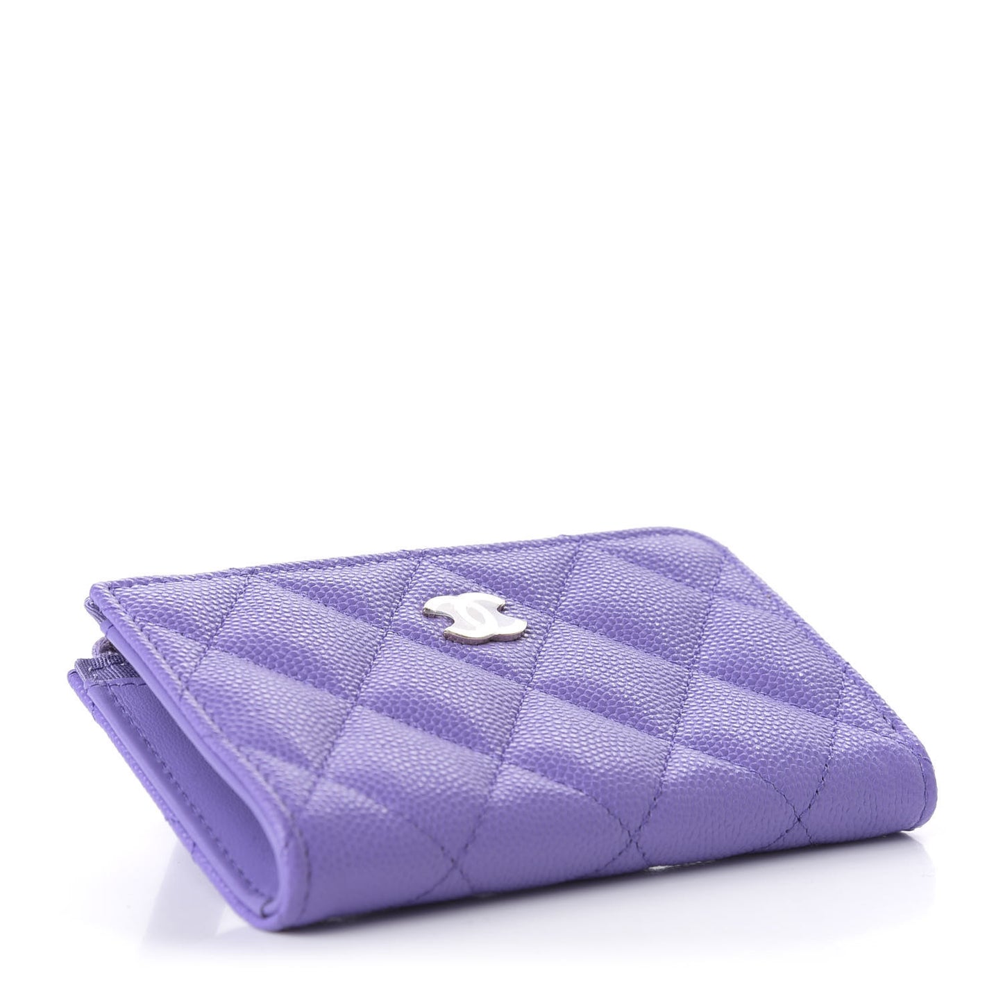 Caviar Quilted Zipped Key Holder Case Purple