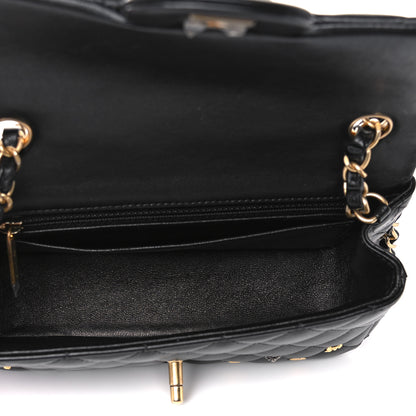 Chanel Lambskin Quilted Studded Mini Rectangular Flap Black 5 of 11