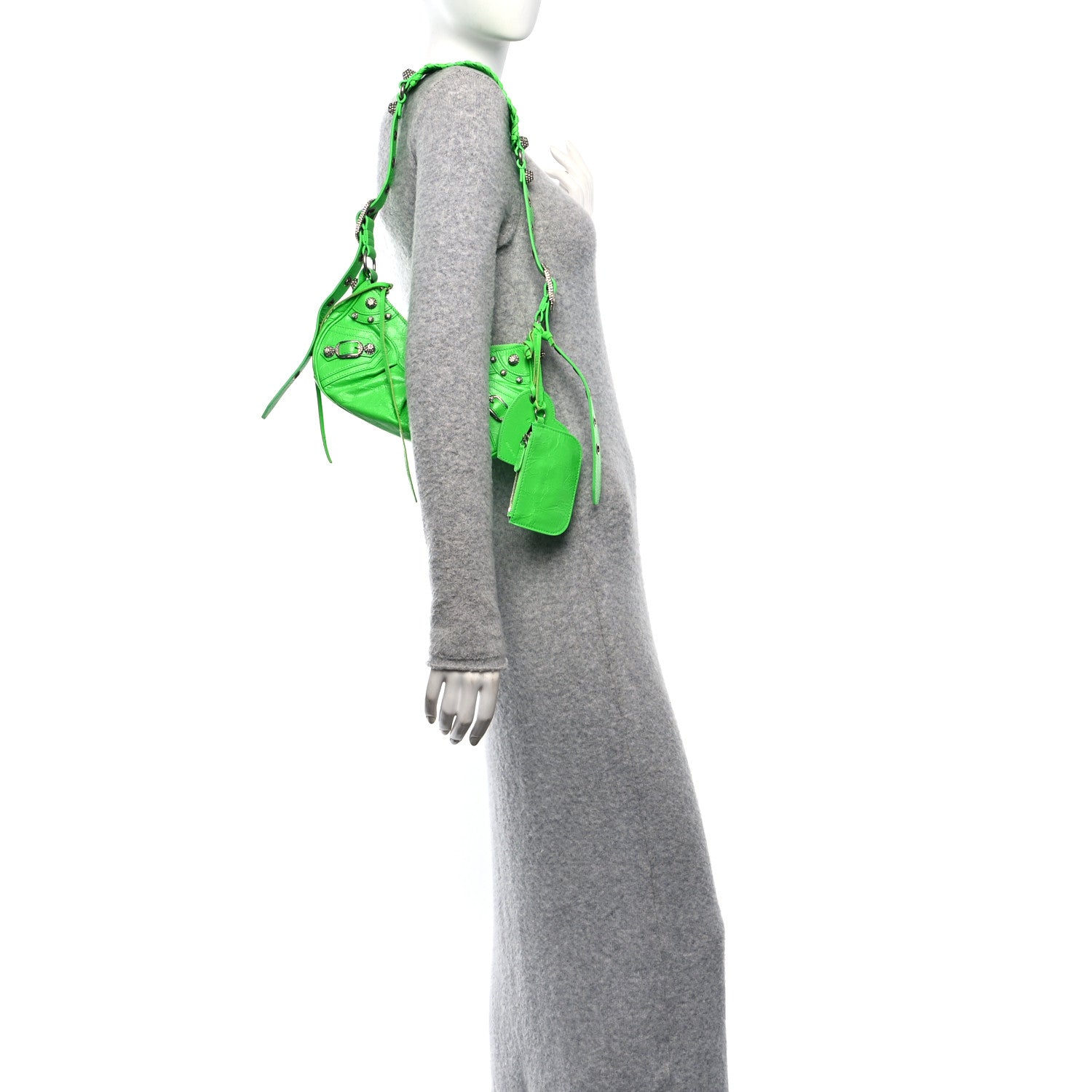 Balenciaga Agneau Arena Crystal Le Cagole Shoulder Bag XS Fluo Green 2 of 11