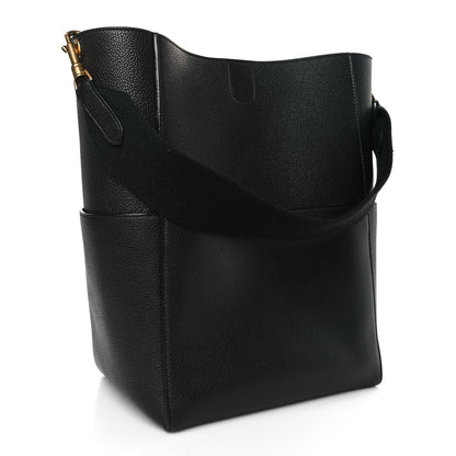 Celine Soft Grained Calfskin Sangle Bucket Bag Black 3 of 8