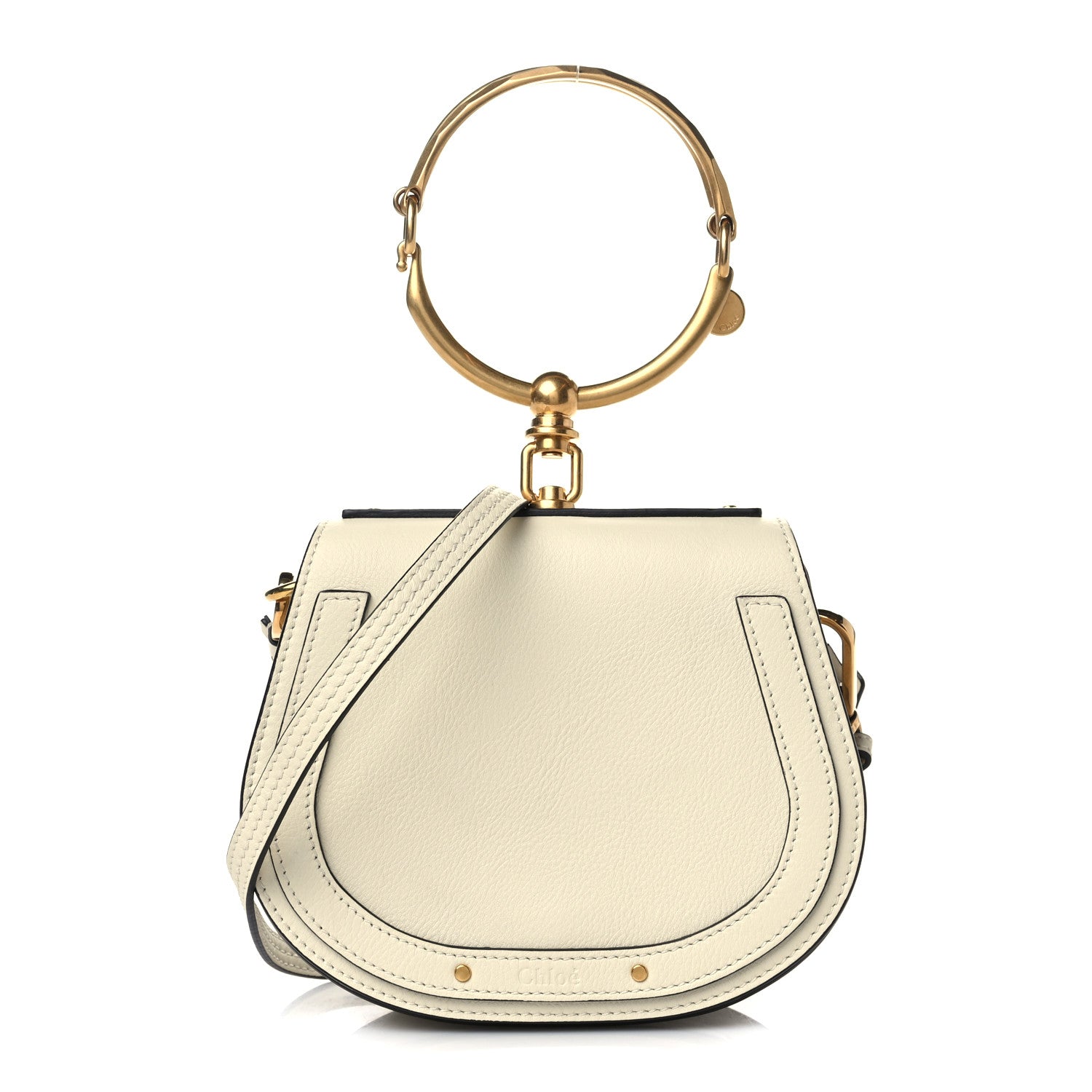 Chloe Calfskin Suede Small Nile Bracelet Bag Off White 1 of 9