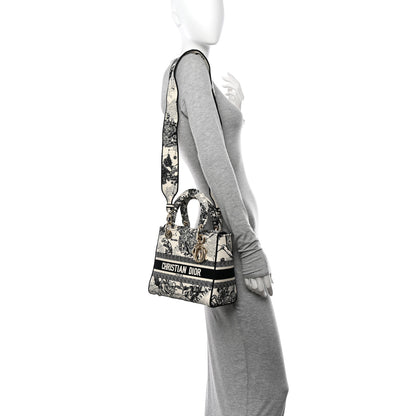 Christian Dior Canvas Embroidered Zodiac Toile De Jouy Medium Lady D-Lite Latte 2 of 11