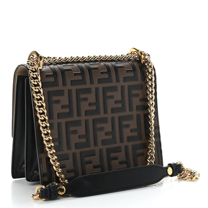 Fendi Vitello Liberty Bi-Color FF 1974 Embossed Small Kan U Shoulder Bag Maya Black 2 of 8