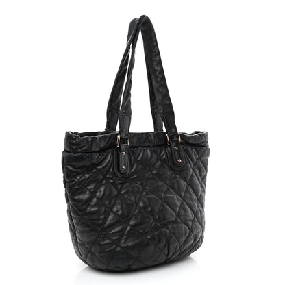 Chanel Lambskin Quilted Cloudy Bundle North South Tote Black 3 of 10