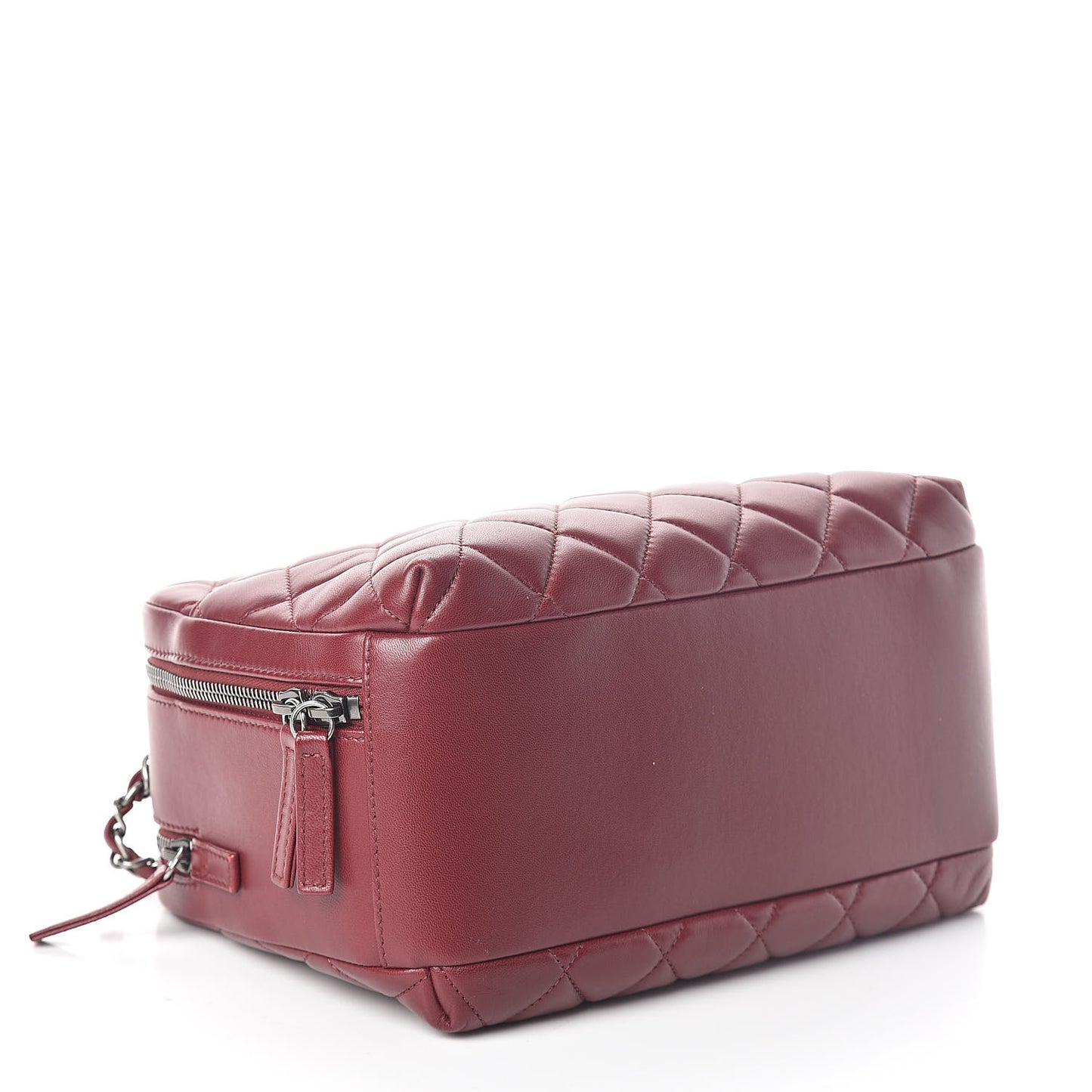 Lambskin Quilted Medium Trendy CC Bowling Bag Dark Red