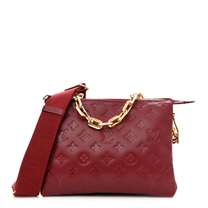 Louis Vuitton Lambskin Embossed Monogram Coussin PM Wine 1 of 10