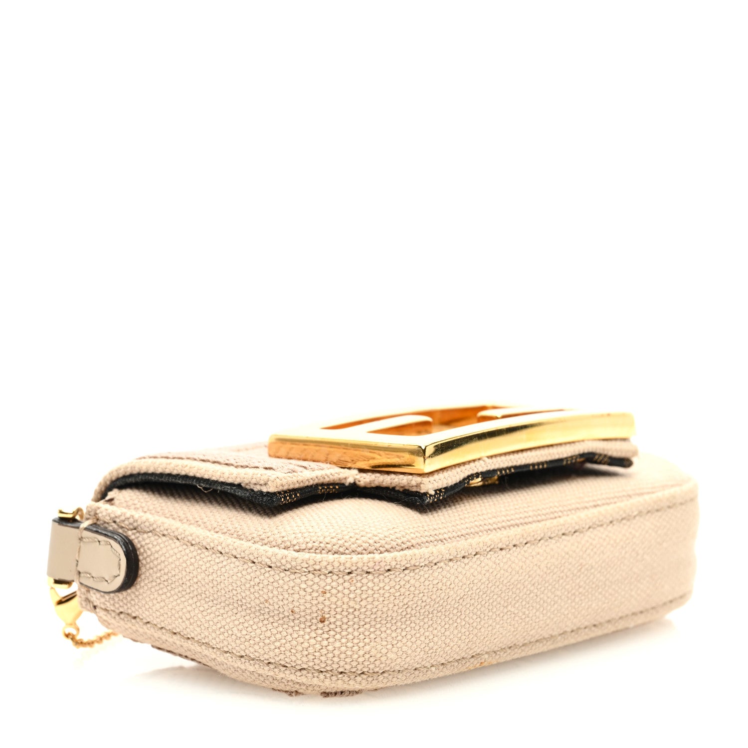 Fendi Canvas Vitello King FF Embroidered Nano Maxi Buckle Baguette Charm Nuvola 4 of 10