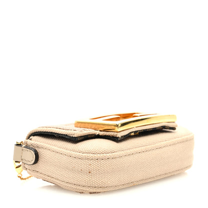 Fendi Canvas Vitello King FF Embroidered Nano Maxi Buckle Baguette Charm Nuvola 4 of 10