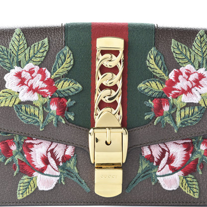 Gucci Calfskin Embroidered Sylvie Belt Bag 85 34 Brown 11 of 11