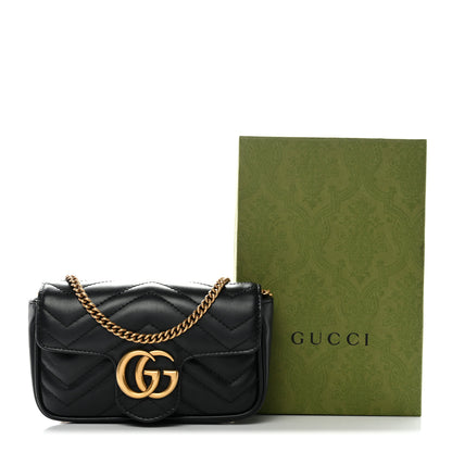 Gucci Calfskin Matelasse Super Mini GG Marmont Shoulder Bag Black 11 of 11