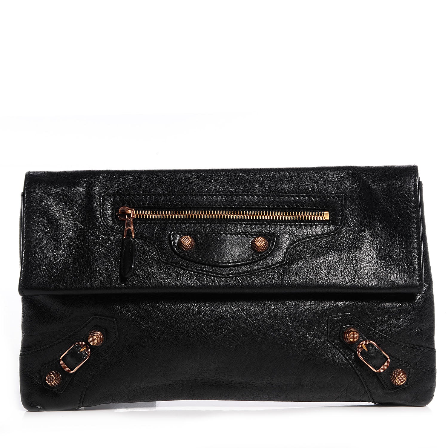 Balenciaga Agneau Giant 12 Rose Gold Hardware Envelope Clutch Black 1 of 13