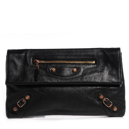 Balenciaga Agneau Giant 12 Rose Gold Hardware Envelope Clutch Black 1 of 13