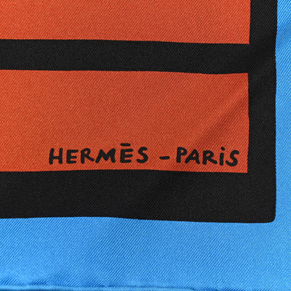 Hermes Silk Zeta De Nathalie Du Pasquier Scarf 90 Ciel Black Vert 2 of 5