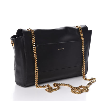 Saint Laurent Smooth Calfskin Suede Medium Reversible Monogram Kate Satchel Black 4 of 15