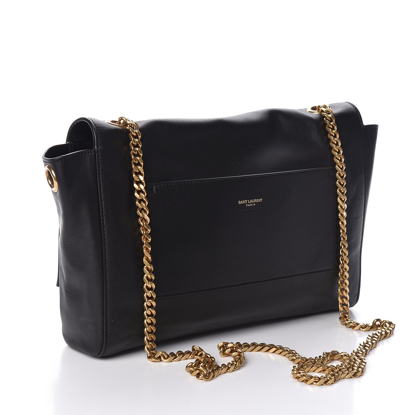 Smooth Calfskin Suede Medium Reversible Monogram Kate Satchel Black