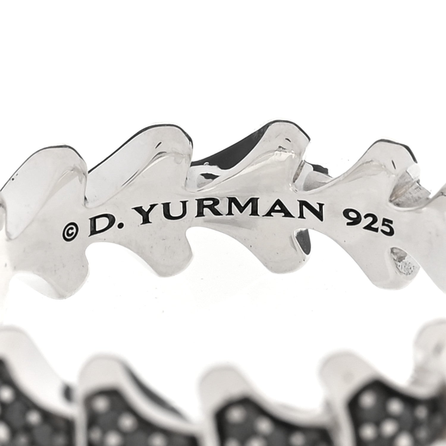 David Yurman Sterling Silver Black Diamond Armory Band Ring 58 8.5 4 of 6
