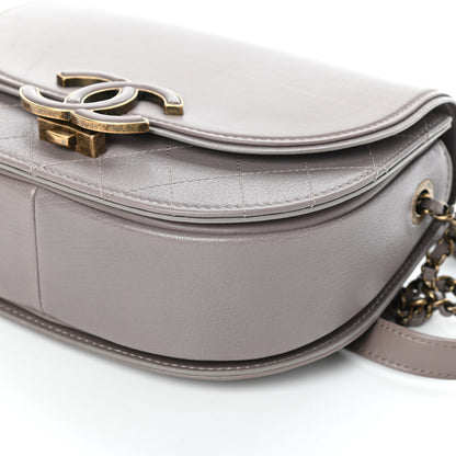 Chanel Shiny Calfskin Goatskin Quilted Small Coco Curve Messenger Flap Grey 9 of 10
