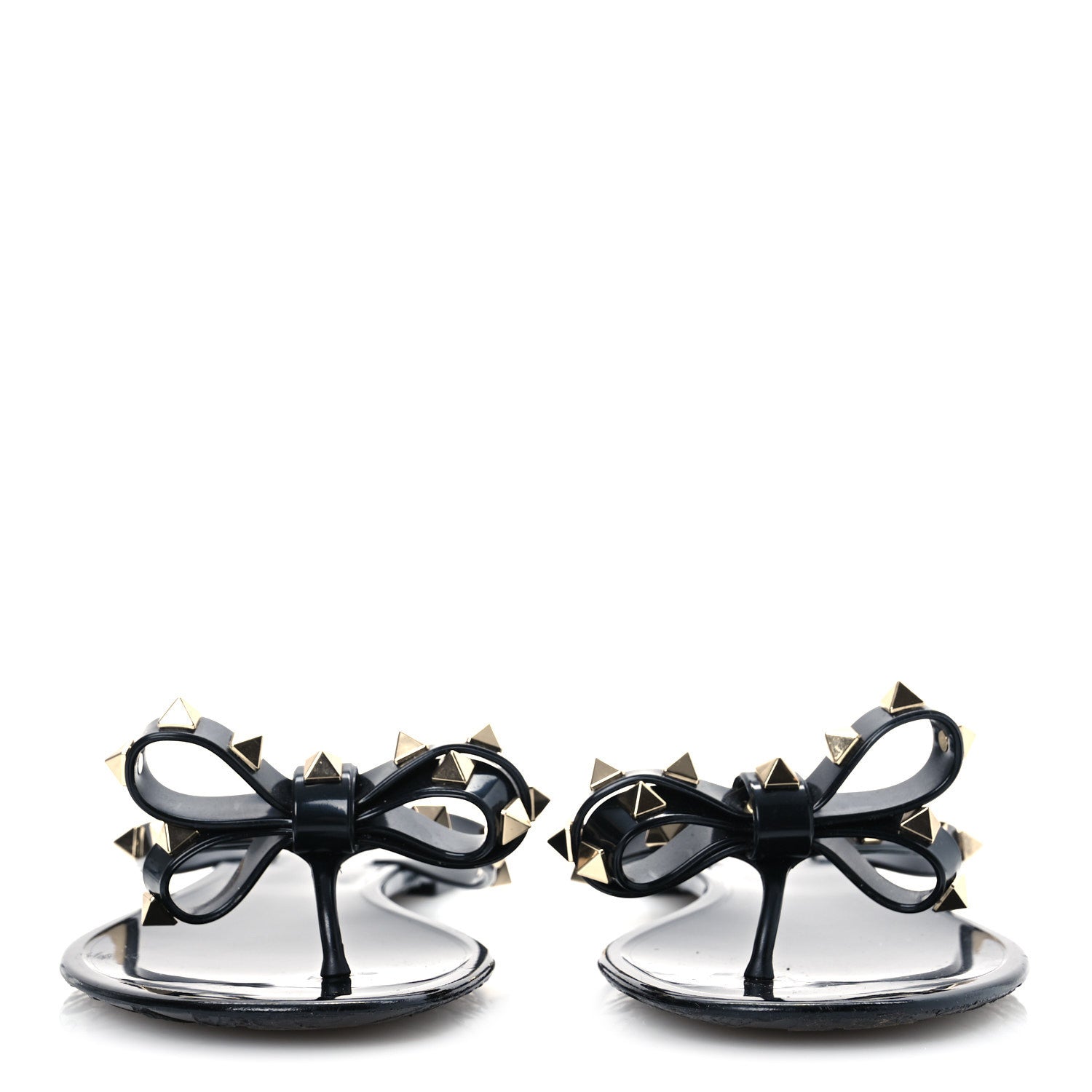 Valentino Garavani PVC Jelly Rockstud Bow Thong Sandals 38 Black 5 of 24