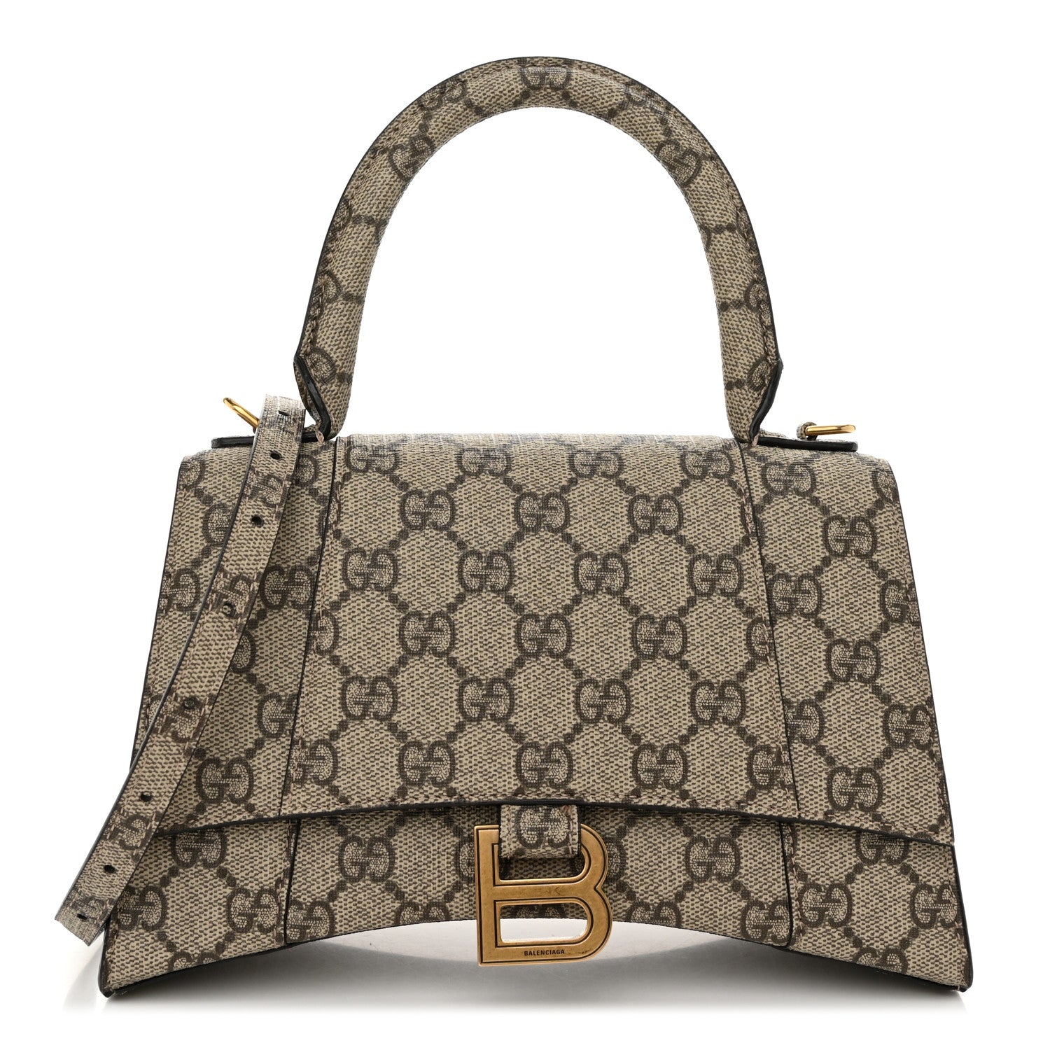 Balenciaga X GUCCI GG Supreme Monogram Small Hourglass Top Handle Bag Beige Ebony 1 of 10