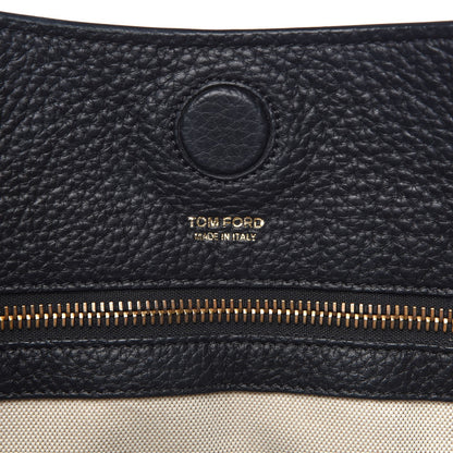 Tom Ford Pebbled Calfskin Large Alix Padlock Zip Hobo Bag Black 7 of 7