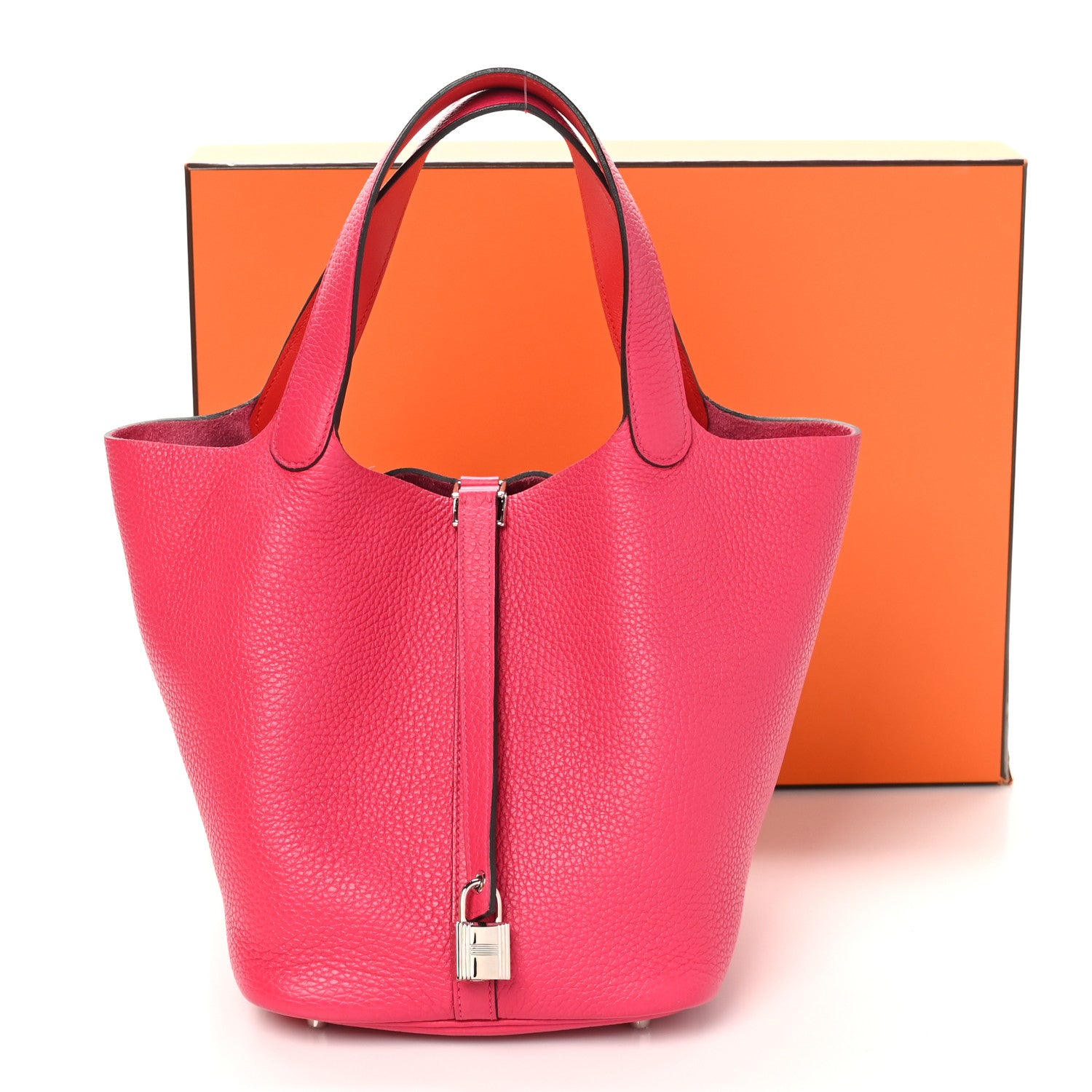Hermes Taurillon Clemence Swift Eclat Picotin Lock 22 MM Rose Mexico Rouge De Coeur 11 of 11