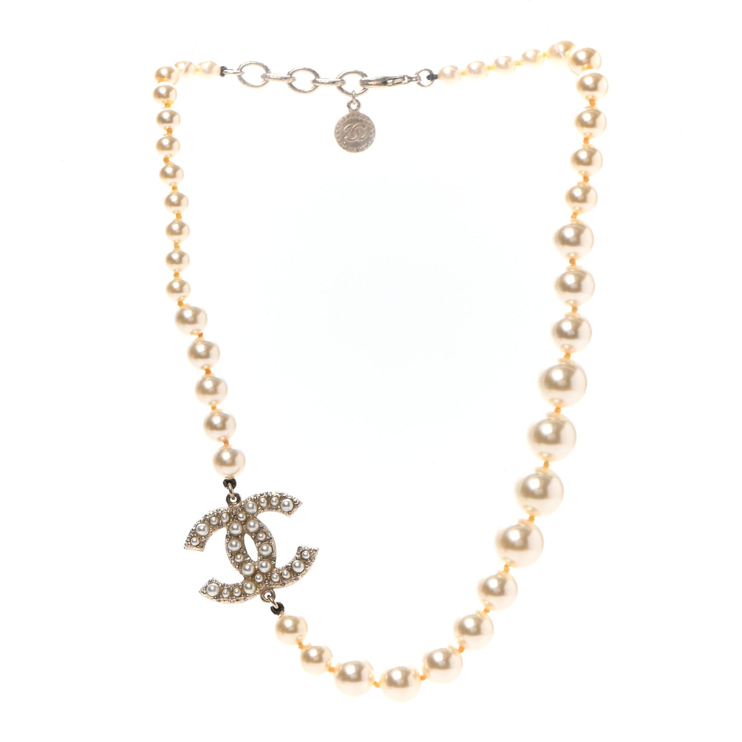 Pearl CC 100th Anniversary Necklace Light Gold