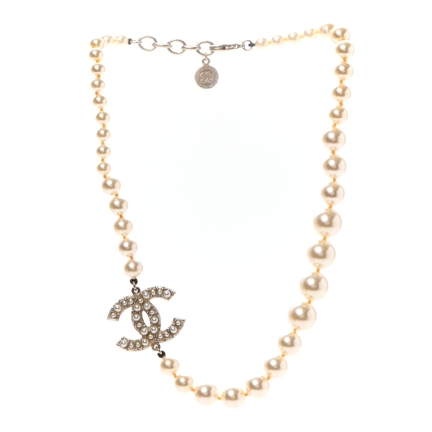 Chanel Pearl CC 100th Anniversary Necklace Light Gold 3 of 7