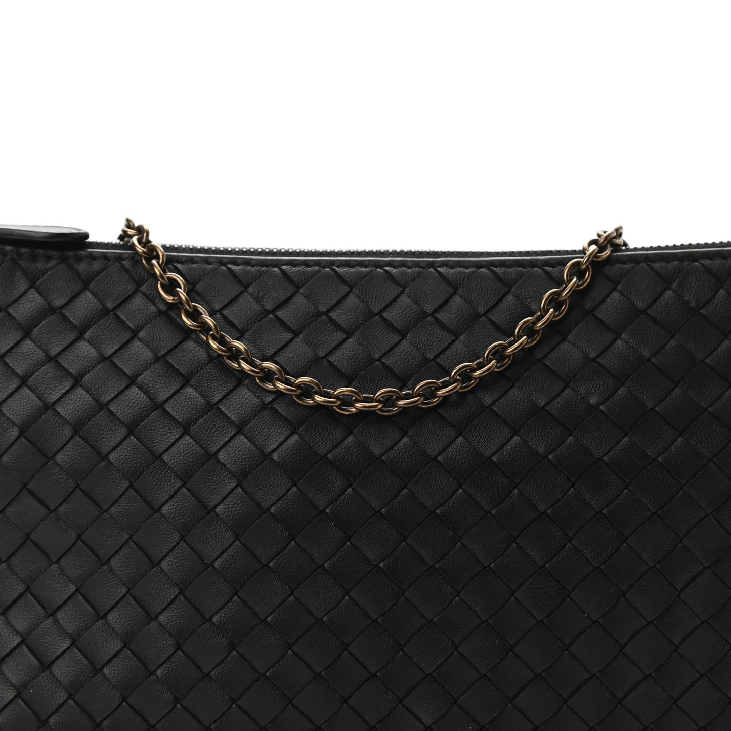 Nappa Intrecciato Biletto Chain Crossbody Antique Black