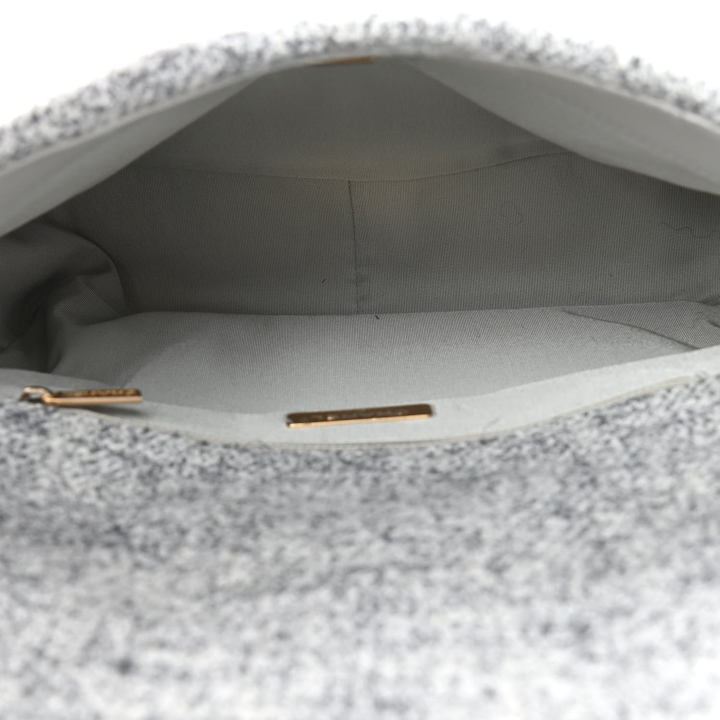 Tweed Quilted Large Chanel 19 Flap Grey