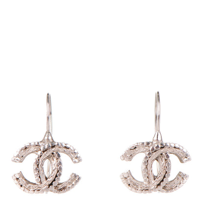 Chanel Textured CC Dangle Earrings Silver 1 of 4