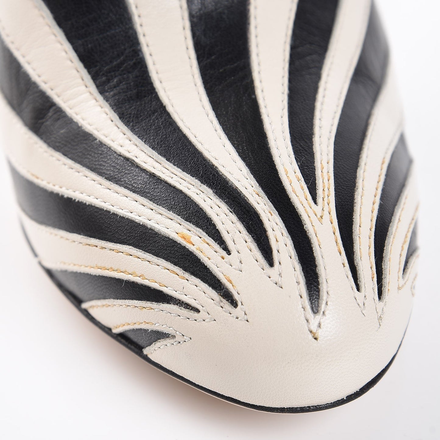 Malaga Kid Zebra Inlay Lesley Mary Jane Pumps 38.5 Mystic White Black