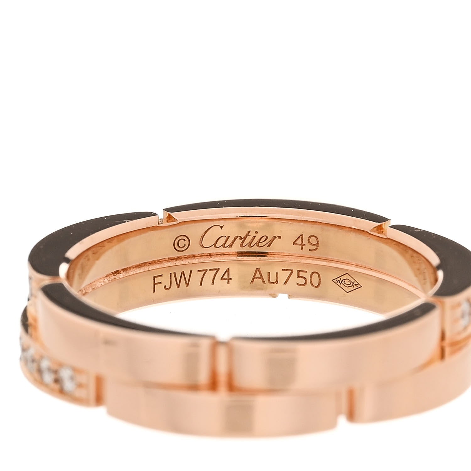 Cartier 18K Pink Gold Diamond Maillon Panthere 2 Half Rows Ring 49 4.75 4 of 5