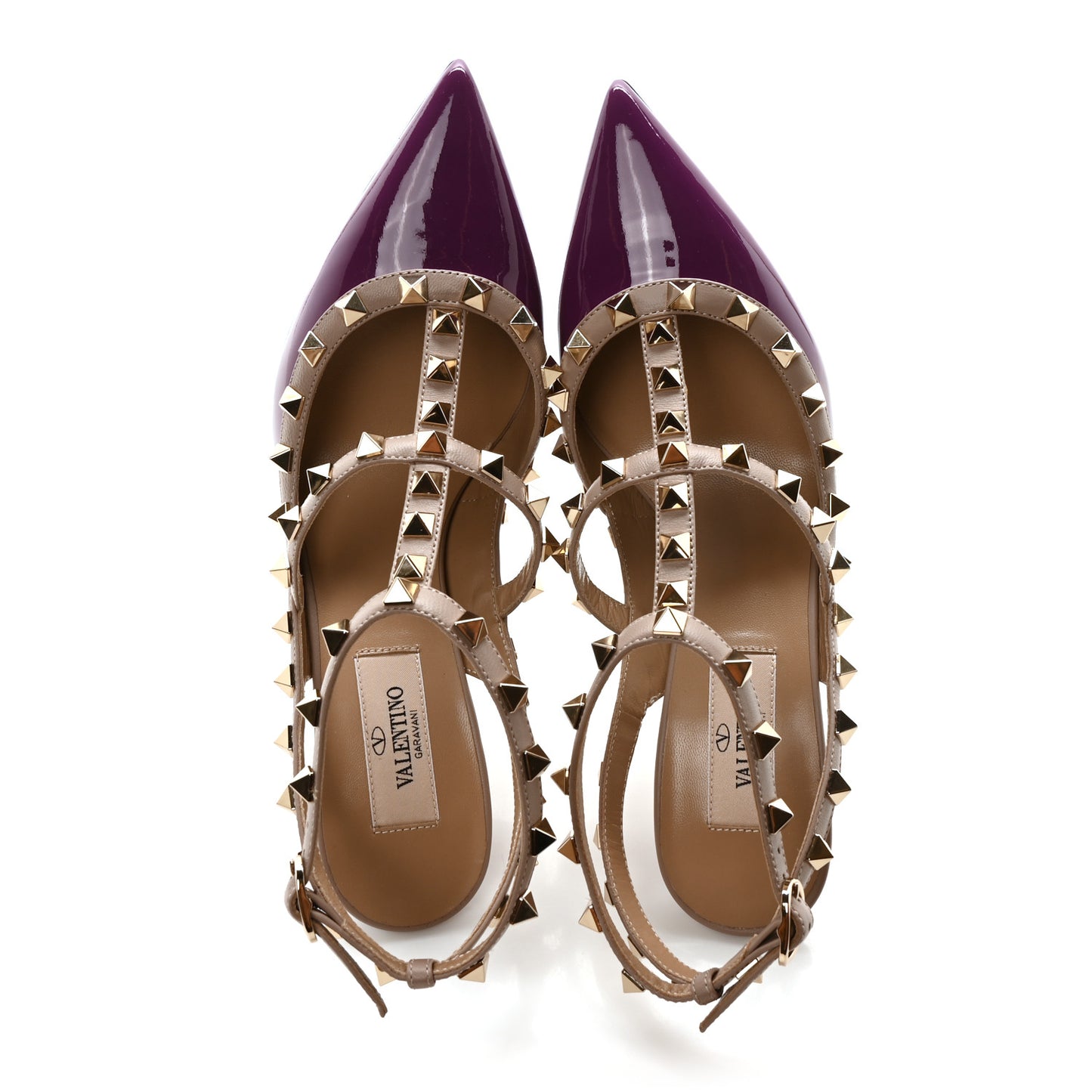 Patent Nappa Rockstud Ankle Strap 100mm Pumps 37.5 Purple Poudre