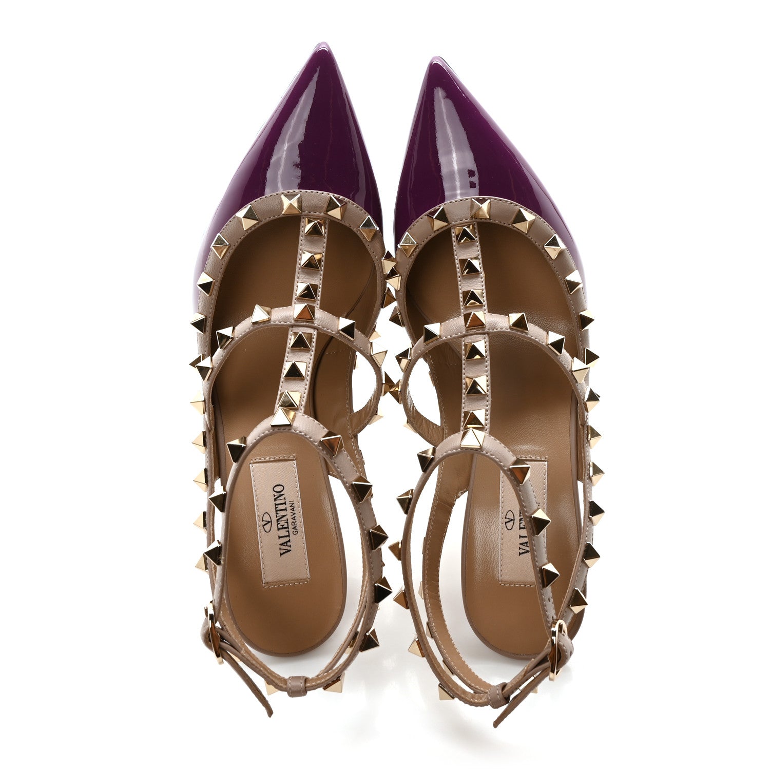 Valentino Garavani Patent Nappa Rockstud Ankle Strap 100mm Pumps 37.5 Purple Poudre 2 of 9