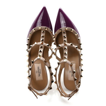Valentino Garavani Patent Nappa Rockstud Ankle Strap 100mm Pumps 37.5 Purple Poudre 2 of 9