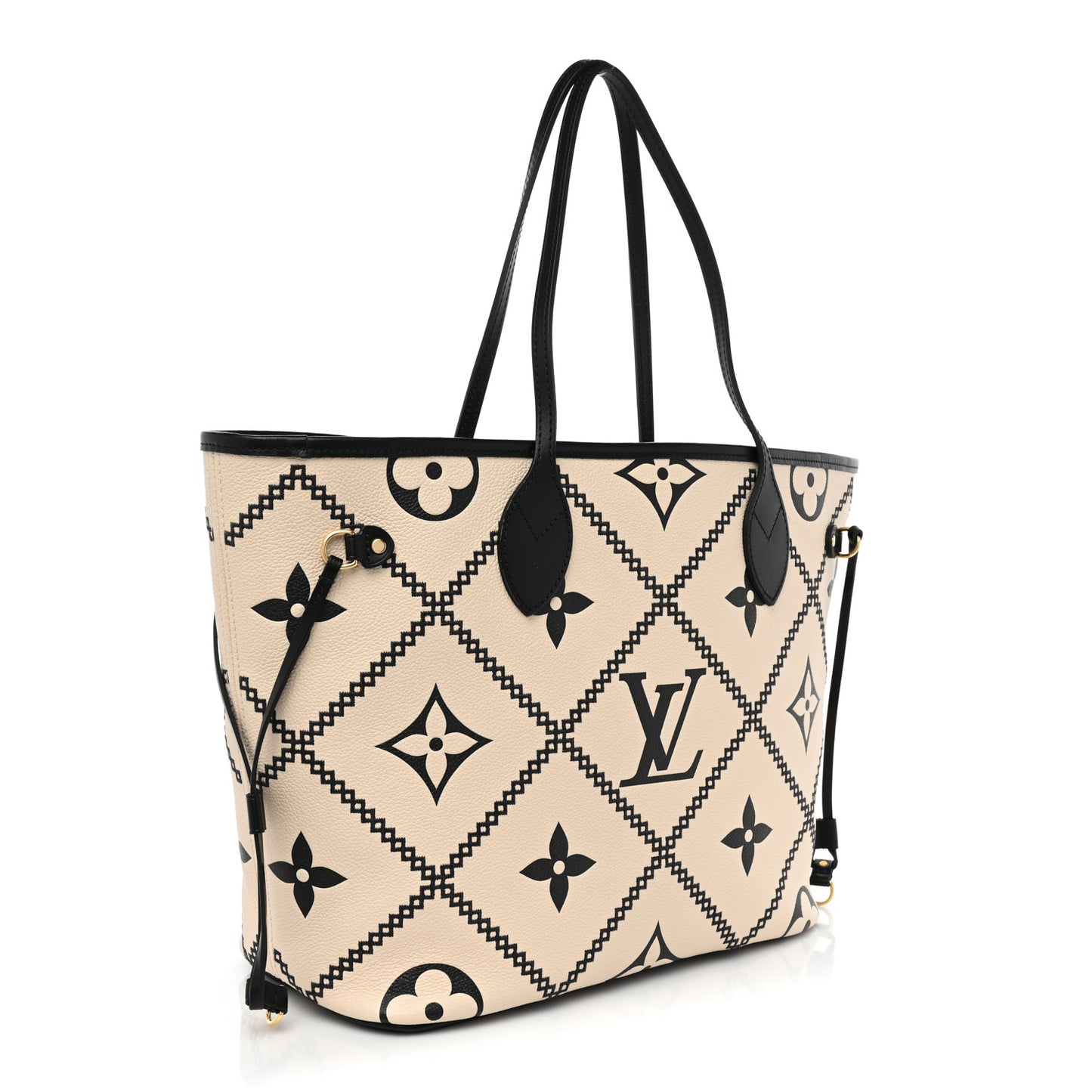 Empreinte Monogram Giant Broderies Neverfull MM Cream Black