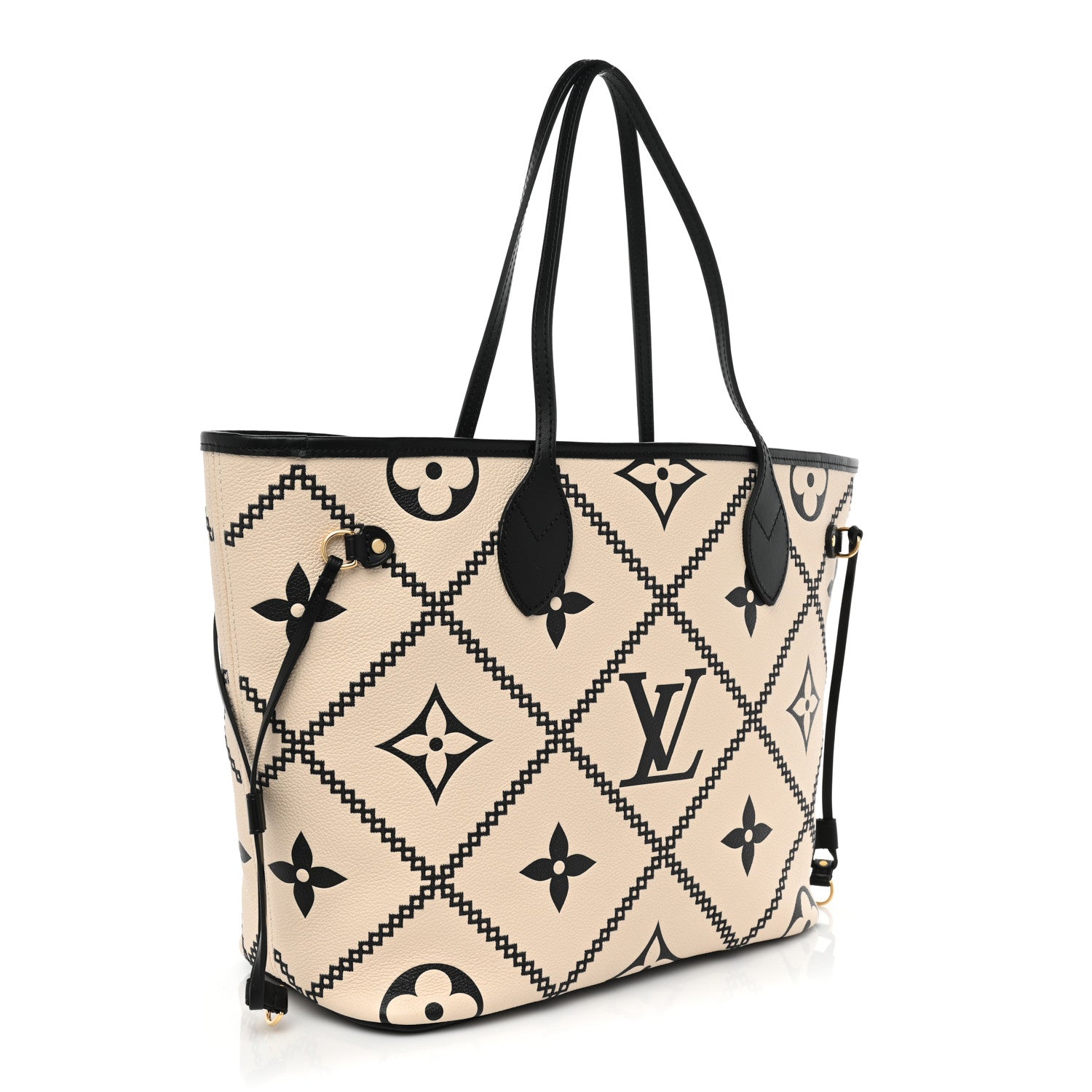 Louis Vuitton Empreinte Monogram Giant Broderies Neverfull MM Cream Black 4 of 9