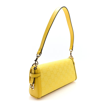 Gucci GG Monogram Textured Dollar Calfskin Small Luce Shoulder Bag Yellow Yellow 3 of 9