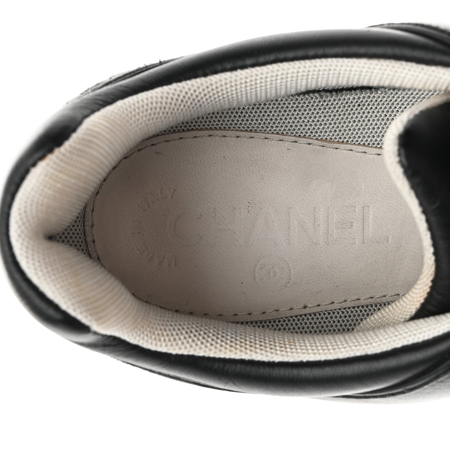 Chanel Calfskin Tweed CC Sneakers 41 Black White 9 of 11