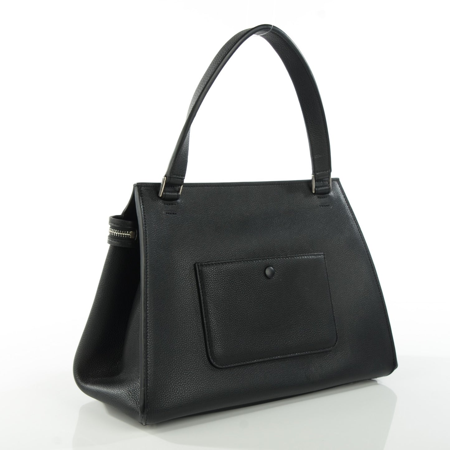 Drummed Calfskin Small Edge Shoulder Bag Black